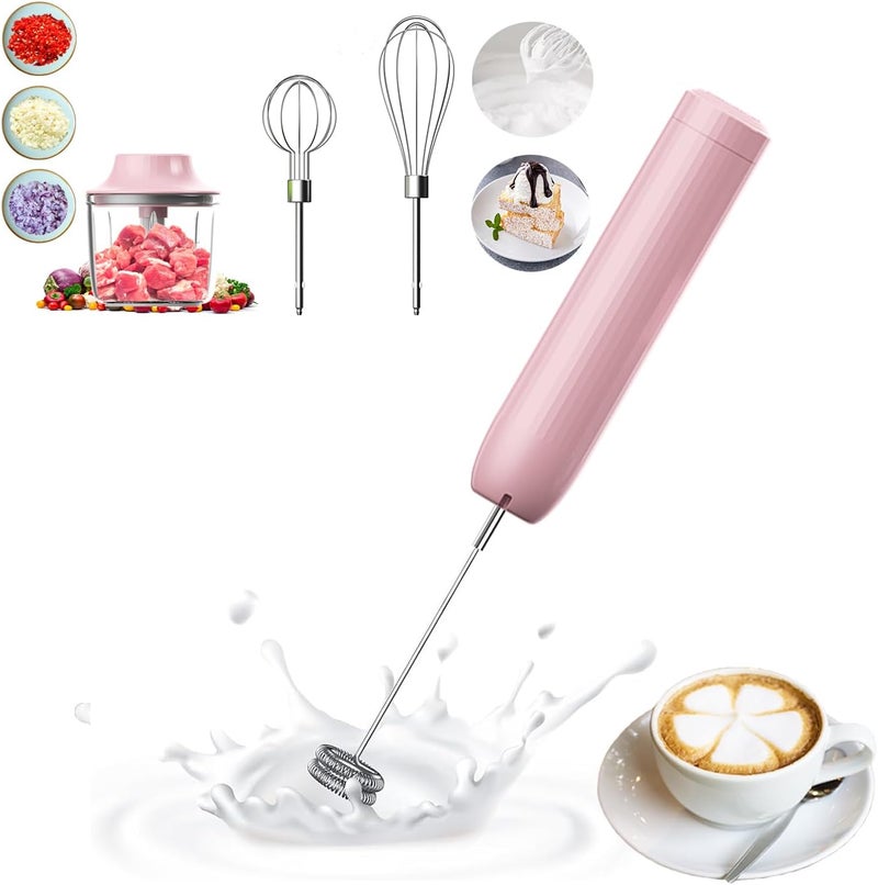 PowCube Cordless Hand Mixer with Whisk and Forther Wand,Electric Whisk, Milk Frother,Coffee Frother, Whisks for Cooking,Handheld Frother,Food Chopper, Baby Food Maker,4-Speed, 10Oz - Image 1